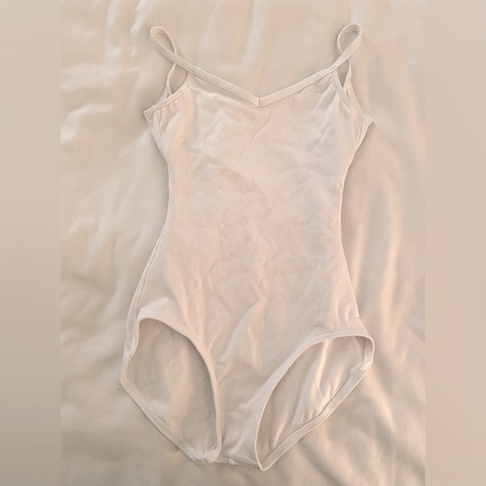 Capezio Girls White crisscross-back Leotard.